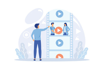 Engaging content, blogging, media planning, promotion in social network concept.