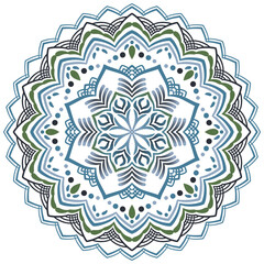 マンダラアート(涼しげな色、レース風、幾何学模様)
