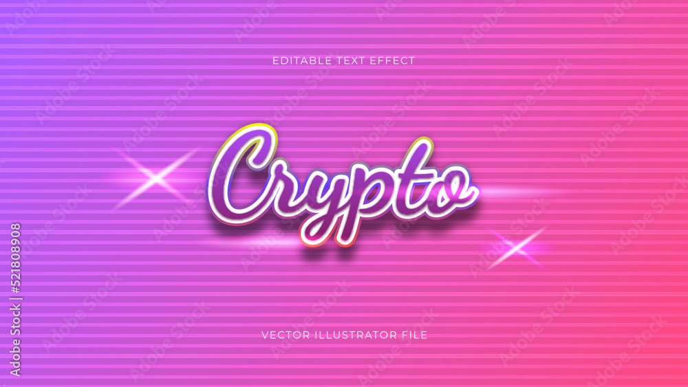 Poster Modern crypto technology editable text effect vibrant modern color shiny. Text style effect. Editable typography fonts vector files