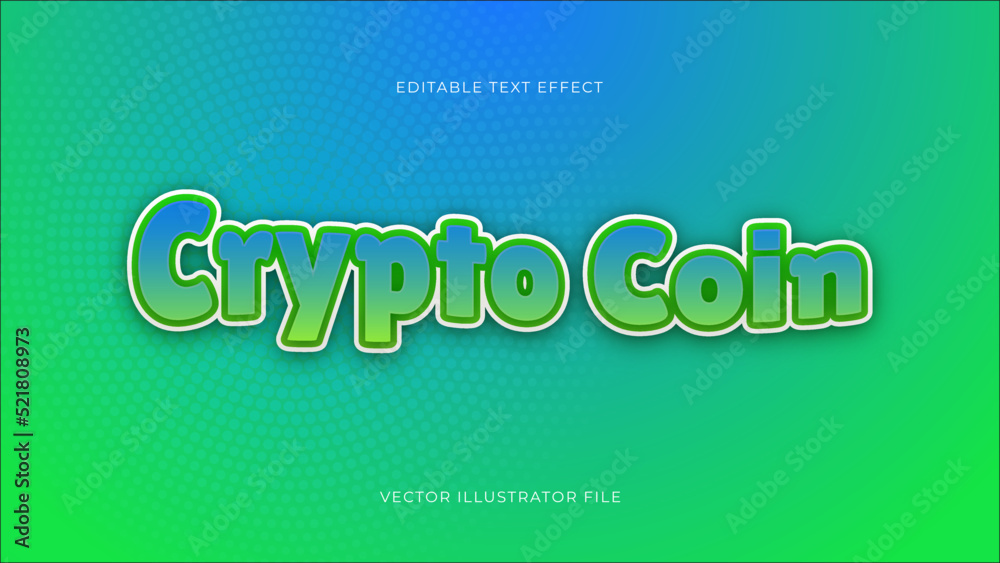 Leinwandbilder Modern crypto coin editable text effect vibrant modern color shiny. Text style effect. Editable typography fonts vector files
