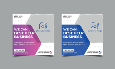Digital marketing agency social media post. corporate flyer square instagram social media banner template