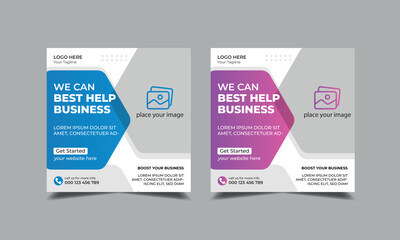 Digital marketing agency social media post. corporate flyer square instagram social media banner template