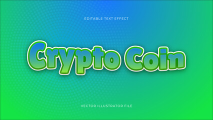 Modern crypto coin editable text effect vibrant modern color shiny. Text style effect. Editable typography fonts vector files