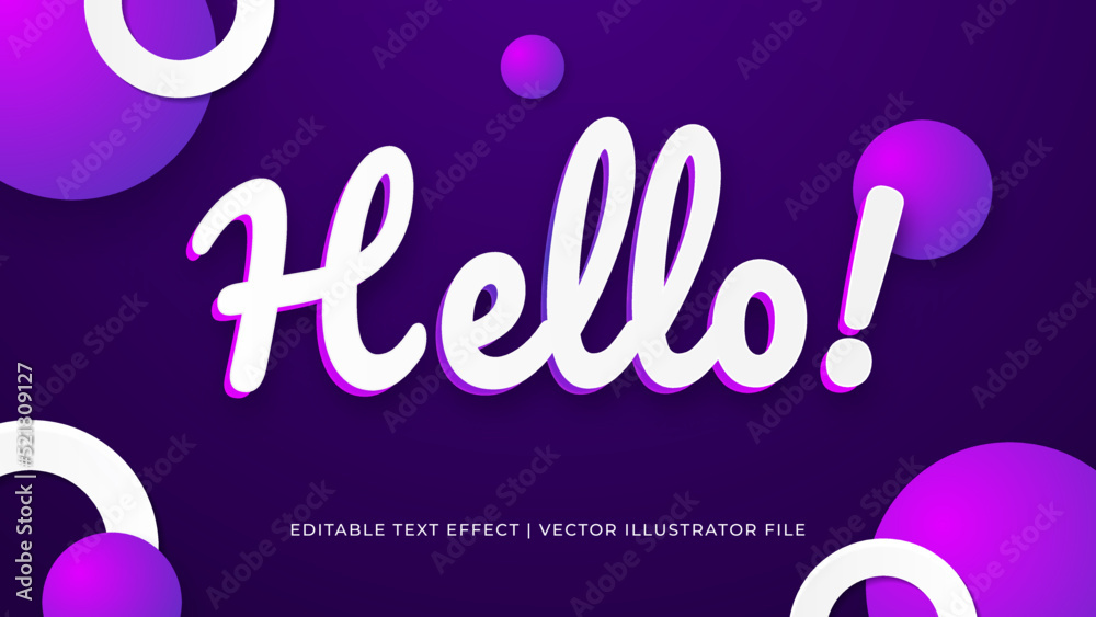 Poster Modern hello editable text style effect - text style theme. Modern blue blockchain technology editable text effect vibrant modern color shiny. Text style effect. Editable fonts vector files