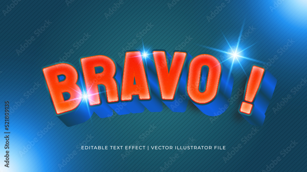 Poster Creative bravo editable text effect design template. Editable Vector Text Effect For Branding, Mockup, Social Media Banner, Cover, Book, Games, Title
