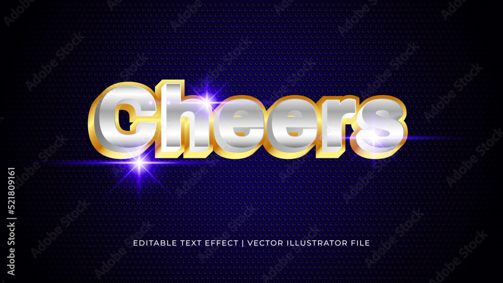 Poster Creative cheers editable text effect design template. Editable Vector Text Effect For Branding, Mockup, Social Media Banner, Cover, Book, Games, Title
