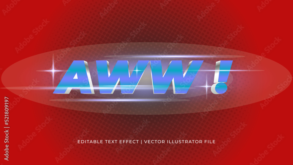 Aufkleber creative aww editable text effect design template. editable vector text effect for branding, mockup,