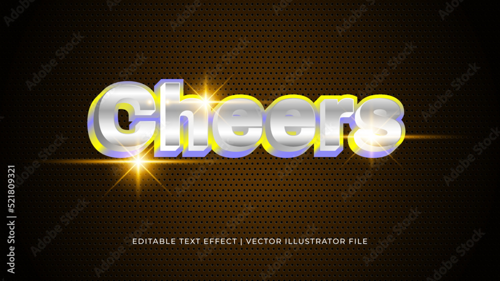 Poster Creative cheers editable text effect design template. Editable Vector Text Effect For Branding, Mockup, Social Media Banner, Cover, Book, Games, Title
