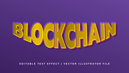 Blockchain editable 3d text effect styles mockup concept. Modern vibrant 3d text effect. Editable font style