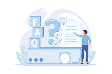 concept illustration of people frequently asked questions around question marks, answer to question metaphor