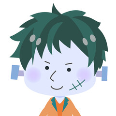 ハロウィン用のフランケンのキャラクターイラスト（ベクター）のバストアップ