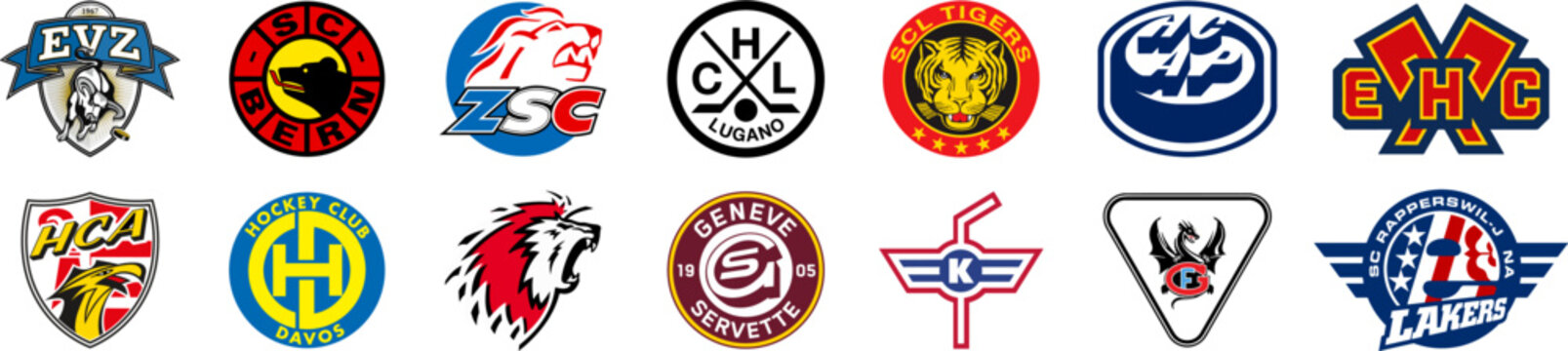 National League, NL season 2022-2023. EV Zug, HC Fribourg Gotteron, ZSC Lions, SC Rapperswil Jona Lakers, HC Davos, EHC Biel, Lausanne HC, Geneve Servette HC, HC Lugano, HC Ambri Piotta, SC Bern