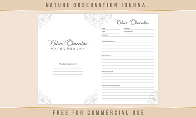 Nature Observation Journal kdp Interior Design