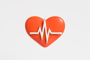 Heartbeat pulse icon on light background, health care concept