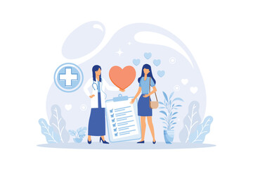 Health insurance concept. Big clipboard with document on it under the umbrella. Healthcare, finance and medical service.