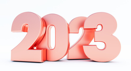 3D render of happy new year 2023 isolated on white background
