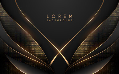 Abstract black and gold shapes luxury background - obrazy, fototapety, plakaty