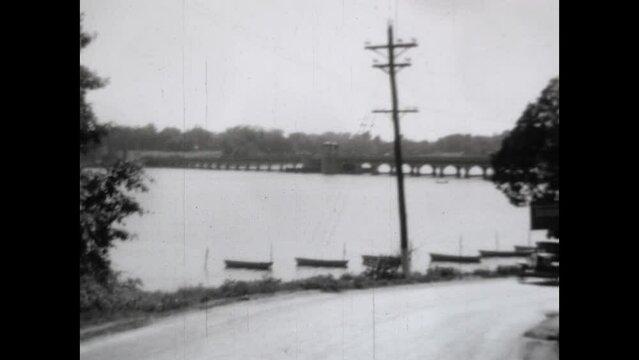 Driving in Maryland 1931 - A Ford Model A drives on rural roads in Maryland, in 1931.