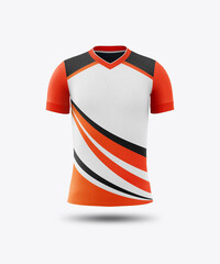 Specification Soccer Sport mockup , Esports Gaming T-Shirt Jersey template.  Graphic design for football, badminton or basketballor activewear uniforms. 