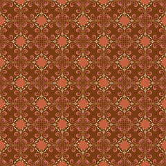 Blue monochrome abstract flower on brown seamless