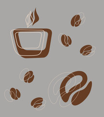 coffee cup icon, logo banner print coffee shop 