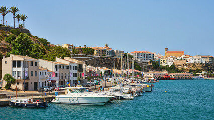 Fototapeta na wymiar Cityscape of Mahon (Mao) capital city in Menorca, Spain