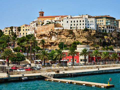Cityscape of Mahon (Mao) capital city in Menorca, Spain