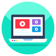 Flat design icon of online video 