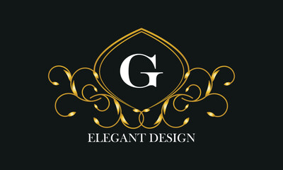 Vintage logo or monogram design with an elegant letter G in the center on a dark background.