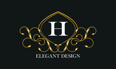 Vintage logo or monogram design with an elegant letter H in the center on a dark background.