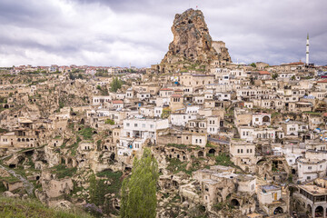 Fototapeta na wymiar Ortahisar Castle and village, Nevşehir, Cappadocia, Turkey