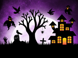Halloween Moonlight Background Illustration
