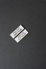 alphabet printed on card/label