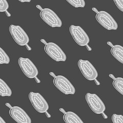 Monochrome ice cream on a stick seamless pattern on black background