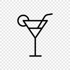 Cocktail glass simple icon vector. Flat design. Transparent grid.ai