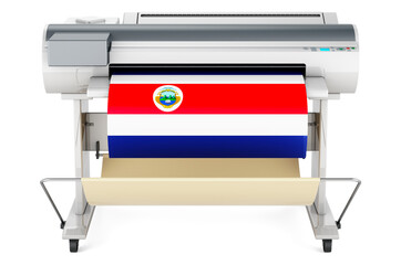 Wide format printer, plotter with Costa Rican flag. 3D rendering