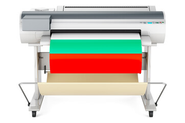 Wide format printer, plotter with Bulgarian flag. 3D rendering