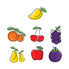 fruits icon set line art