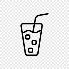 Glass with ice cube simple icon vector. Flat design. Transparent grid.ai