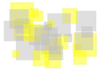 Abstract gray yellow squares overlay with transparent PNG backgr