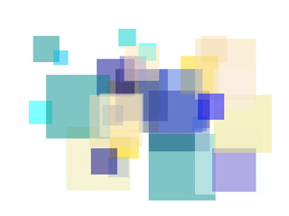 Abstract yellow blue squares overlay with transparent PNG backgr