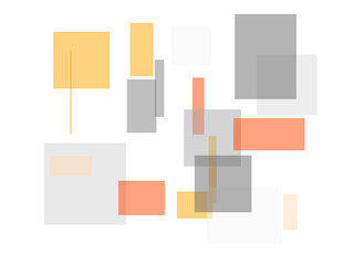 Abstract grey orange squares and rectangles overlay with transpa