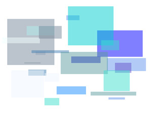 Abstract blue rectangles overlay with transparent PNG background