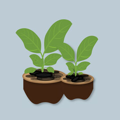 potted flowers with small animals vector