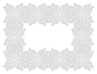 Line art for coloring book with vintage frame