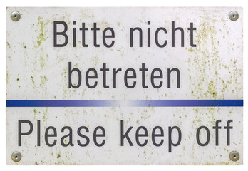 German sign transparent PNG. Please keep off.