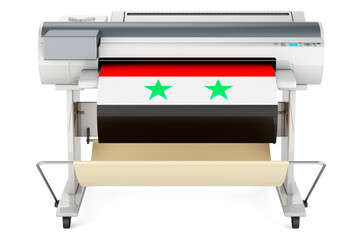 Wide format printer, plotter with Syrian flag. 3D rendering