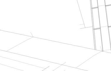 Architecture building 3d drawing vector illustration