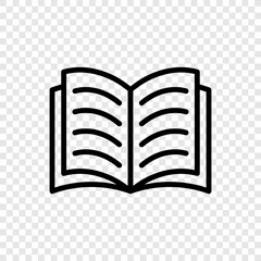 Open book simple icon vector. Flat design. Transparent grid.ai
