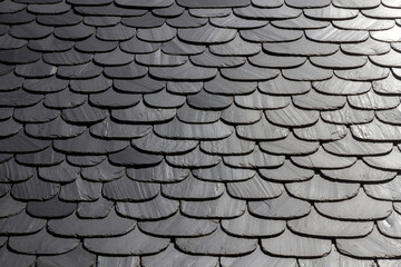 Detail of new traditional style slate roof